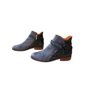 Veracruz Artisan Salt Of The Earth Blue Leather Booties Rustic‎ Boho Western 40